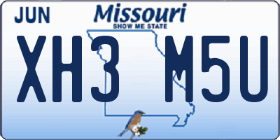 MO license plate XH3M5U