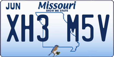 MO license plate XH3M5V