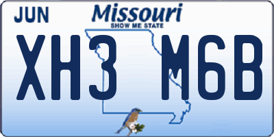 MO license plate XH3M6B