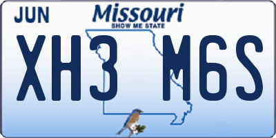 MO license plate XH3M6S