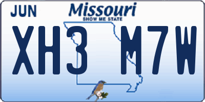 MO license plate XH3M7W