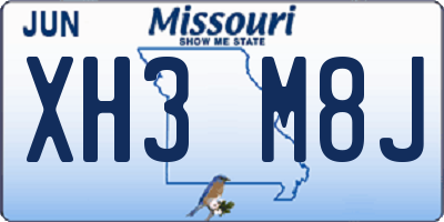 MO license plate XH3M8J
