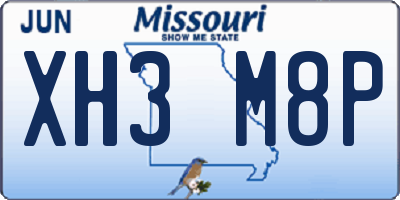 MO license plate XH3M8P