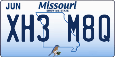 MO license plate XH3M8Q
