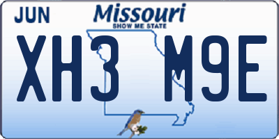 MO license plate XH3M9E
