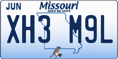 MO license plate XH3M9L