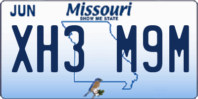 MO license plate XH3M9M