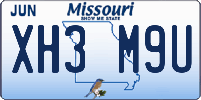 MO license plate XH3M9U