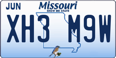 MO license plate XH3M9W