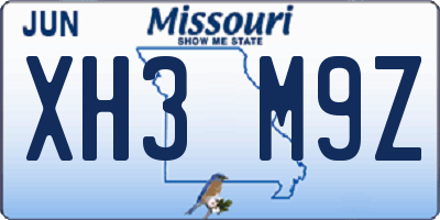 MO license plate XH3M9Z