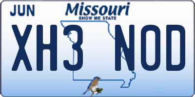 MO license plate XH3N0D