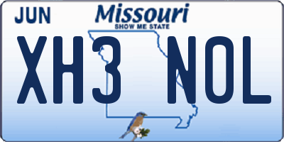 MO license plate XH3N0L