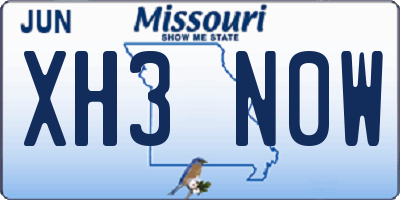 MO license plate XH3N0W