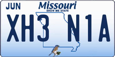 MO license plate XH3N1A