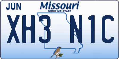 MO license plate XH3N1C