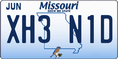 MO license plate XH3N1D