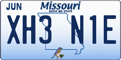 MO license plate XH3N1E