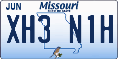 MO license plate XH3N1H