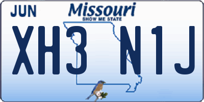 MO license plate XH3N1J