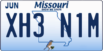 MO license plate XH3N1M