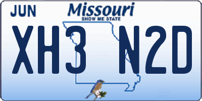 MO license plate XH3N2D