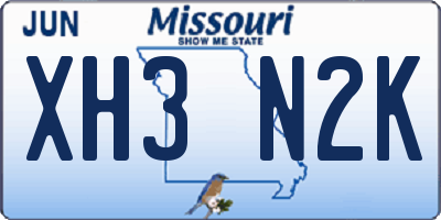 MO license plate XH3N2K