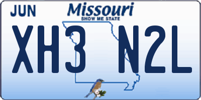 MO license plate XH3N2L