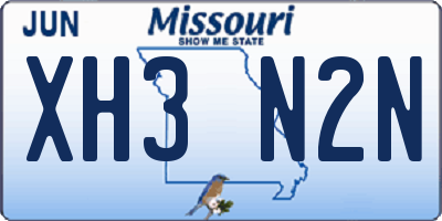 MO license plate XH3N2N