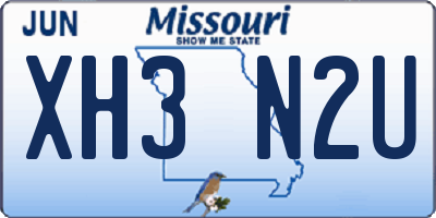 MO license plate XH3N2U