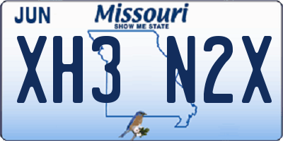 MO license plate XH3N2X