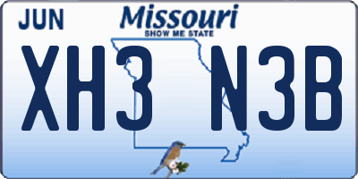 MO license plate XH3N3B