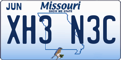 MO license plate XH3N3C