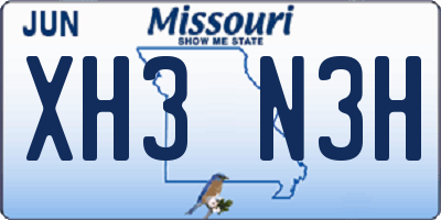 MO license plate XH3N3H