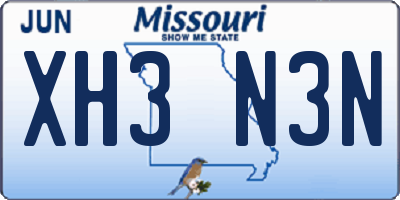 MO license plate XH3N3N