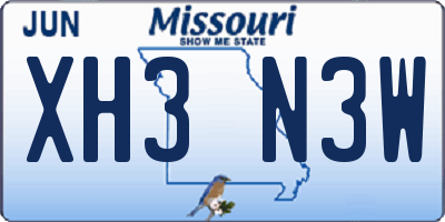 MO license plate XH3N3W