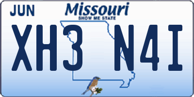 MO license plate XH3N4I