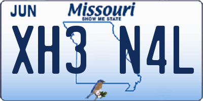 MO license plate XH3N4L