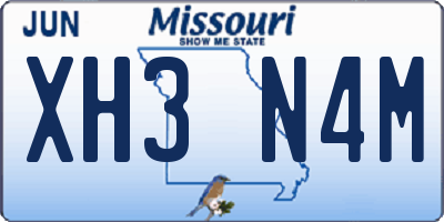 MO license plate XH3N4M