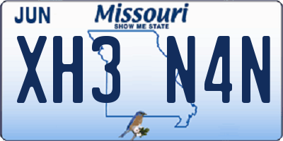 MO license plate XH3N4N