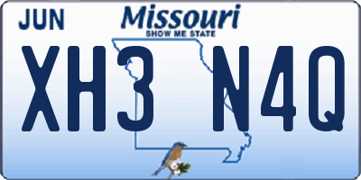 MO license plate XH3N4Q