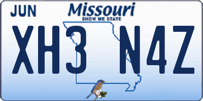 MO license plate XH3N4Z