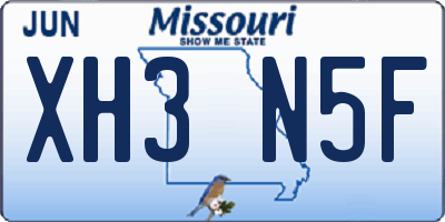 MO license plate XH3N5F