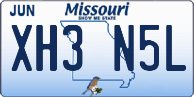 MO license plate XH3N5L