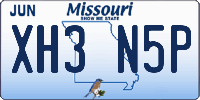 MO license plate XH3N5P