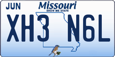 MO license plate XH3N6L