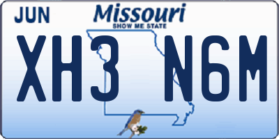 MO license plate XH3N6M