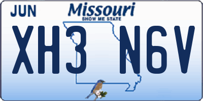 MO license plate XH3N6V