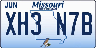 MO license plate XH3N7B