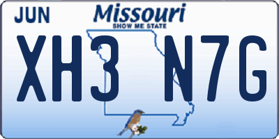 MO license plate XH3N7G