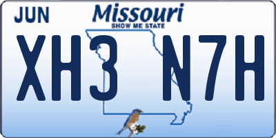 MO license plate XH3N7H